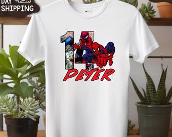 Custom Spider-Man Birthday T-Shirt l Personalized Name and age Shirt l 4 5 6 7 8 9 T-Shirt l Spider-Man T-Shirt l Custom Birthday Tee