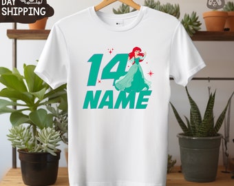 Custom Ariel Birthday Shirt | Personalized Name and age Shirt | Ariel Tshirt | Funny  Ariel Disney Princess Shirt | Birthday shirt
