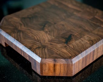 Handmade Walnut End-Grain Cutting Board: 12" Square Charcuterie Board