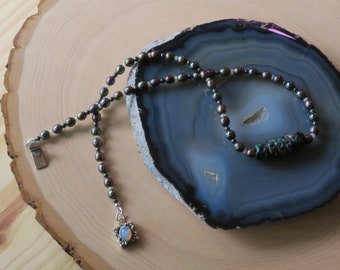 MEMORY SPIRALS -- Ethiopian Opal, Freshwater Pearls, Hematite, Lampwork Glass in Sterling Silver