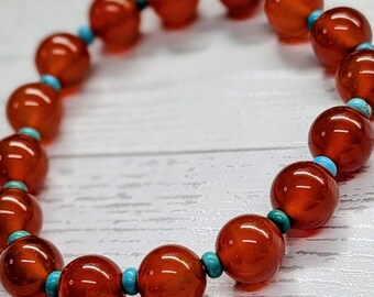 2026 Summer Stretch Bracelet Collection by ZJC- Turquoise & Carnelian- 7 1/2"