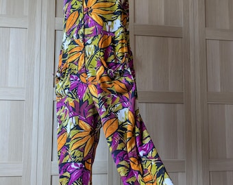 90s Kikomo jumpsuit with tropical jungle print 000392