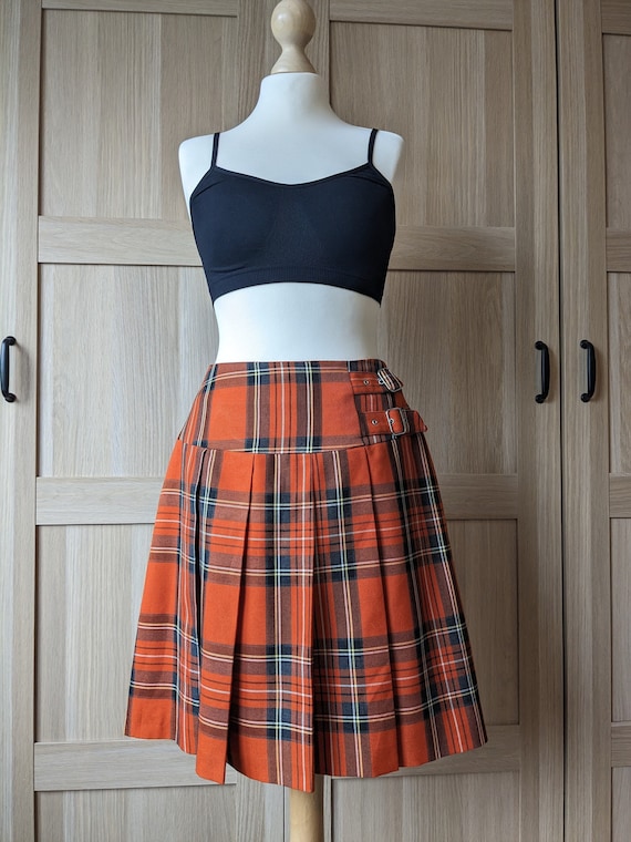 90s Skater Punk Rock Mini Skirt With Check Pattern and Belt Buckles 000009 Etsy