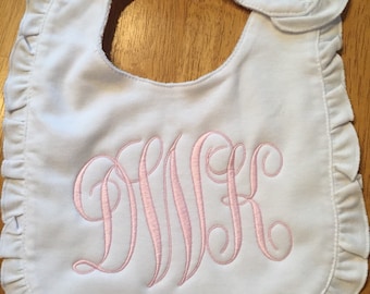 Ruffled Monogrammed Bib