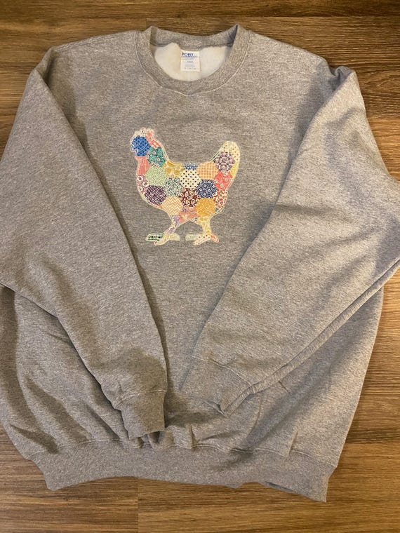 Cottagecore Quilted Applique Chicken Sweatshirt Grannycore