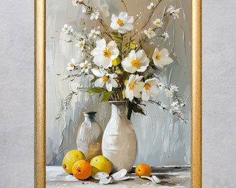 エレガントな花の静物画、花瓶の花、ヴィンテージの油絵の花 エレガントな花の静物画、花瓶の花、ヴィンテージの油絵の花