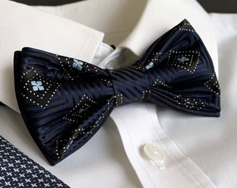 Dark Blue Bow tie 100% Silk Limited edition