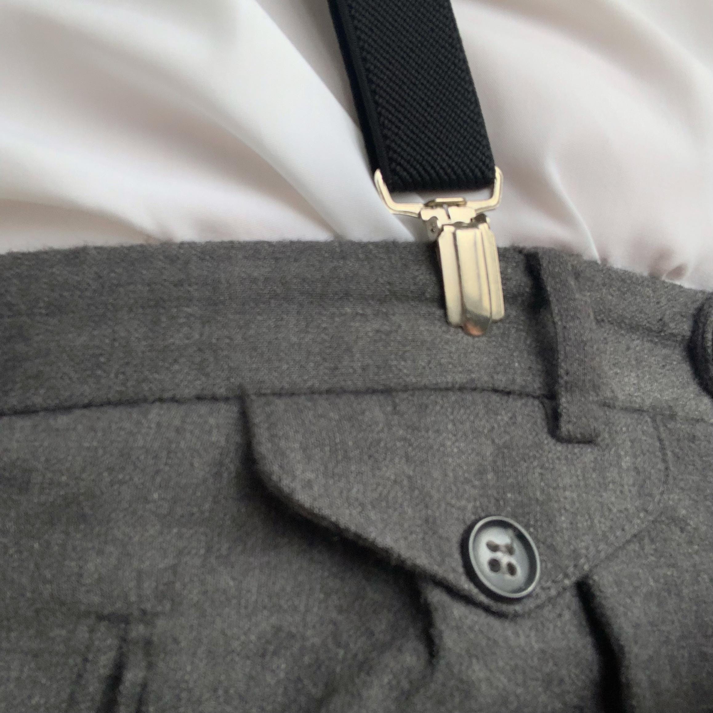 mens black bow tie and suspenders