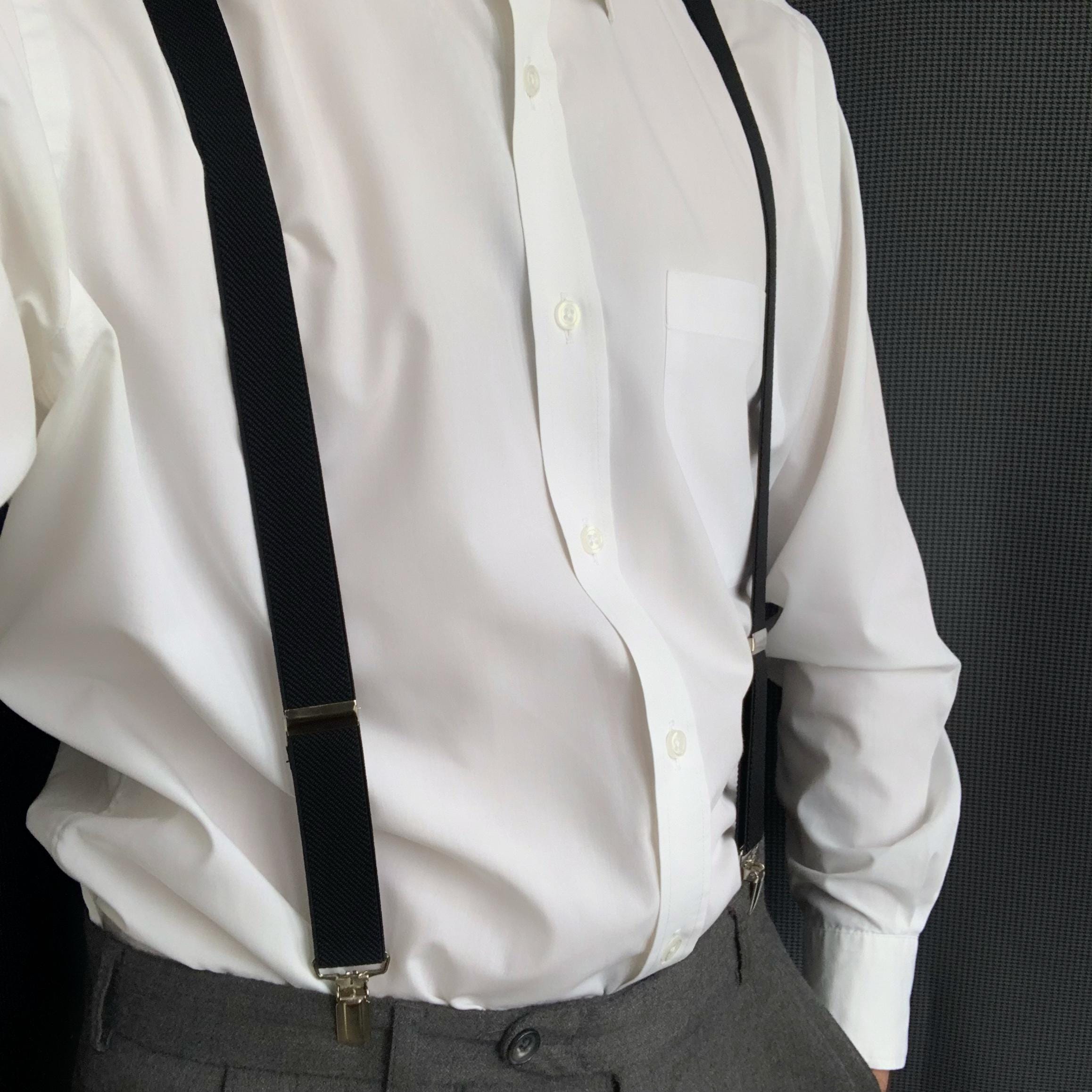 Men's Black X-Back Suspenders and Bow Tie Set – Elegant Gift for Weddings, Prom, and Formal Events