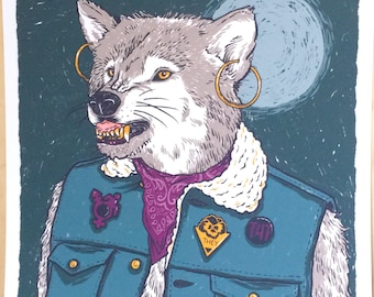 Hombre lobo trans – impresión artística – t4t, poder trans, orgullo trans, no binario, arte queer, ilustración queer, artista trans, derechos trans, ellos ellos