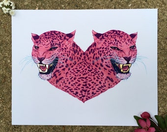 Leopard Heart print w/gold teeth