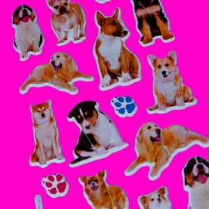 Conjunto de folhas de adesivos de vinil coloridos cortados em molde estilo stickah premium para cães, gatos, animais fofos, fast food, hambúrguer, donuts, cupcakes - mais estilos