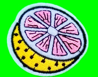 Citrus Fruit Yummy Breakfast Blast Pink Grapefruit or Bright Orange Sliced Snack Fully Embroidered Iron or Sew On Patch - More Styles