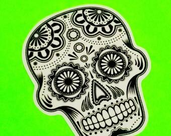 Sugar Skull Dia de los Muertos Day of the Dead Skeleton Bones Spiderweb Hearts Stars Colorful Waterproof Vinyl Sticker - More Styles