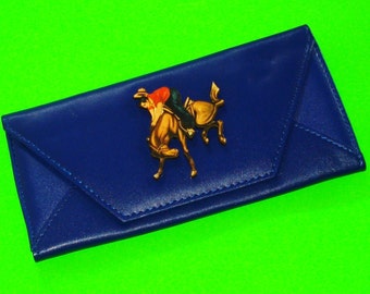 Giddy Up Cowboy Bucking Bronco Horse Bold Blue Rockabella Accordion Wallet Clutch Purse