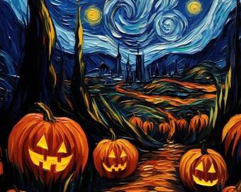 Spooky Starry Night VanGogh Inspired CodeCraftedArt Halloween Small Business Alberta NEW Pink Skull Exclusive Snail Mail Revolution Postcard