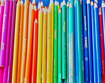 Rainbow Pencil Crayons Technicolor Fun Artsy Fartsy Small Business Alberta NEW Pink Skull Exclusive Snail Mail Revolution Postcard