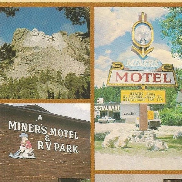 South Dakota Vintage 1970s Odd Sized Postcard Keystone Miner's Motel RV Park Retro Holiday Kitsch Road Trip Photochrome Postally Unused