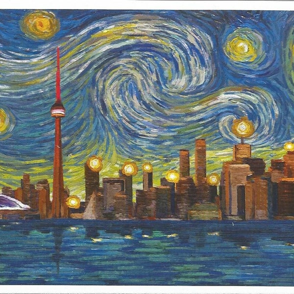 Lantern Press Toronto Starry Night VanGogh Ontario Skydome Tower Canada Tourist Souvenir Exclusive Pen Pal Snail Mail Authentic Postcard NEW