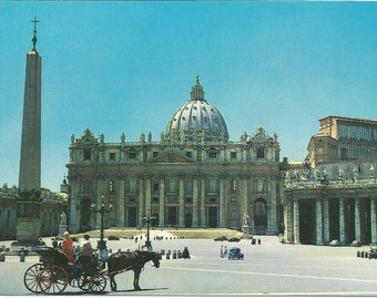 Italy Rome Roma Saint Peter's Basilica Cathedral Catholic Church Pan American Airline Promo Europe Postally Unused Vintage Postcard