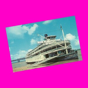 Carte postale vintage des années 1960 Tennessee Memphis Delta Queen bateau à vapeur bateau à aubes bateau rivière Mississippi États-Unis époque photochrome non utilisé