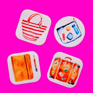Liquidation pour 1 dollar - Temps de voyage Bagages Valise Armoire Avion Bus Vacances d'été Préparez un sac Stickers semi-brillants - Plus de styles