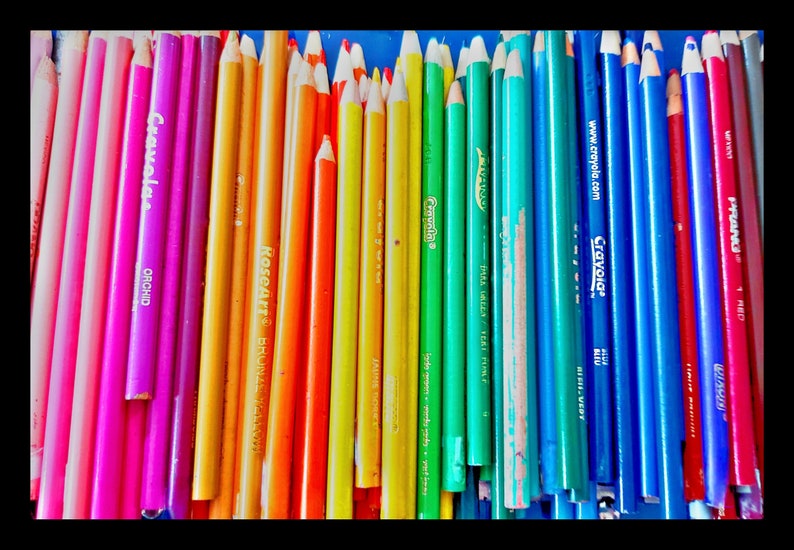 Rainbow Pencil Crayons Technicolor Fun Artsy Fartsy Small Business Alberta NEW Pink Skull Exclusive Snail Mail Revolution Postcard image 1