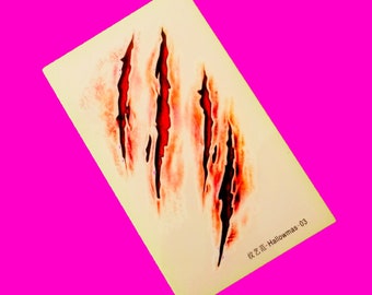 Gore and Horror Sutures Stitches Anatomical Amazements Bullet Wounds Bite Marks Bargain Halloween Fun Goth Temporary Tattoo - More Styles