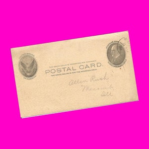 Vintage 1900s Penny Postkarte USA Vereinigte Staaten von Amerika Präsident McKinley Pionierära Historische Correspondence Card Poststempel