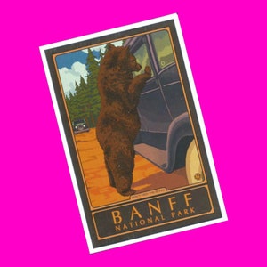 Lantern Press Banff Alberta Canada Canadian Rockies Don't Feed the Bears Scene Pen Pal Snail Mail Card Carte postale authentique NEUF