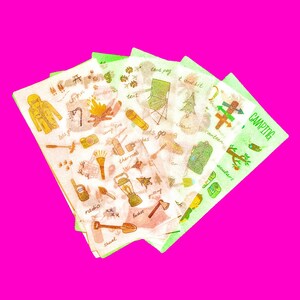 キャンプ用ステッカー マスキングテープ風ペーパーコレクション スネイルメール スイートデコレーション 超かわいい キッチュ キュート マット 文房具 6枚セット