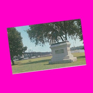 Carte postale Iowa vintage des années 1950, général Samuel Curtis, statue équestre du parc de la Victoire de la guerre de Sécession, vue photochrome, époque non utilisée