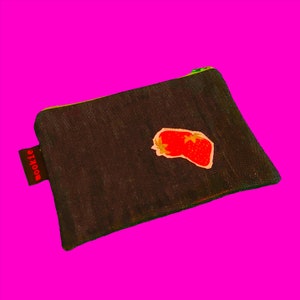 Strawberries Cute Fruit Berry Good Denim Rockabilly Classic Zippered Pouch Wallet Mookie Designs Special Edition Coin Purse Stash Bag