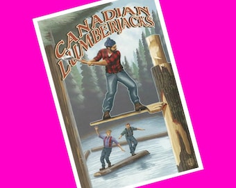 Lantern Press Canadian Lumberjacks Log Drivers Waltz Beefy Forest Friend Exclusive Pen Pal Snail Mail Card Authentic Postcard NEW