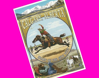 Lantern Press Calgary Alberta Canada Heart of the New West Cowboy Rider Yahoo Stampede Pen Pal Snail Mail Card Authentic Postcard NEW