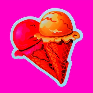 Gelée gourmande estival Fun Cone Sundae Pop Cyclone Rose Vert Kyoto Junk Shop Sticker en vinyle brillant super délicieux kitsch - Plus de styles