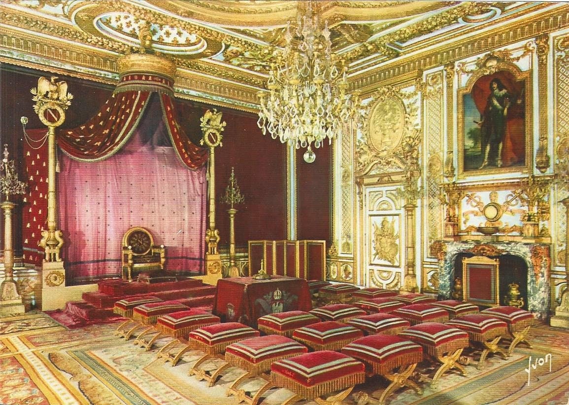 France Chateau de Fontainebleau Napoleon's Throne Room Parisian Historic  Landmark Castle Interior View Vintage Postcard Postally Unused