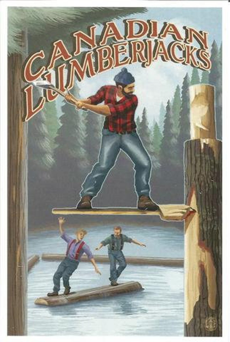 Lantern Press Canadian Lumberjacks Log Drivers Waltz Beefy Forest Friend Exclusive Pen Pal Snail Mail Card Authentic Postcard NEW image 1