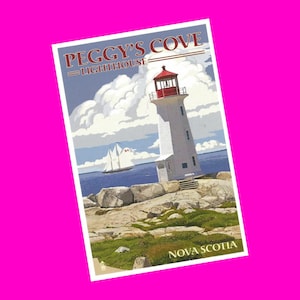 Lantern Press Peggy's Cove Lighthouse Nova Scotia Atlantic Maritime Ship Exclusive Poster Style Pen Pal Snail Mail Authentique carte postale NOUVEAU