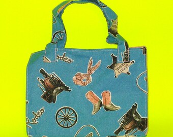 LAST ONE! Blue Rodeo - Cowboy Sheriff Old Wild West Printed Purse