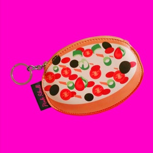 Snack Time Pizza Party Popcorn Movie Night Fun Fast Food Zippered Pouch Wallet Bonded Vinyl Coin Purse - More Styles