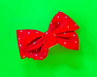 Polka Dot Bow Red Mint Green Rockabella Pinup Style Punk Punx Sweater Girl Accessory Retro Kitsch Alligator Hair Clip