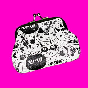 Kitty Coin Purse Super Cute Cat Mom Gift Colourful Fun Animals Mini Wallet Clutch Purse Cartoon Kisslock Clasp Pouch - More Colours