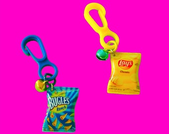 Bag of Chips 80s Repop Plastic Charms Regular Ranch Witch Hands Colourful Charm Necklace Bracelet *NEW* Clip Bell Pendant Trinket Nostalgia