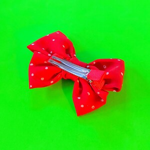 Polka Dot Bow Red Mint Green Rockabella Pinup Style Punk Punx Sweater Girl Accessory Retro Kitsch Alligator Hair Clip image 3