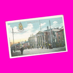 Carte postale vintage Oldham Town Hall, Angleterre, Greater Manchester, Royaume-Uni, Royaume-Uni, teintée duochrome des années 1900, postalement non utilisée