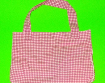 Pink Gingham Plaid Printed Classic Handbag Purse