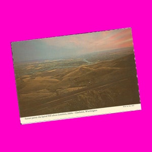 Carte postale vintage des années 1960 dans l'Idaho, Lewiston New Hill Highway Route 95, vue coucher de soleil Clarkston Washington Road Trip Fun Snail Mail postal n'a pas été utilisé