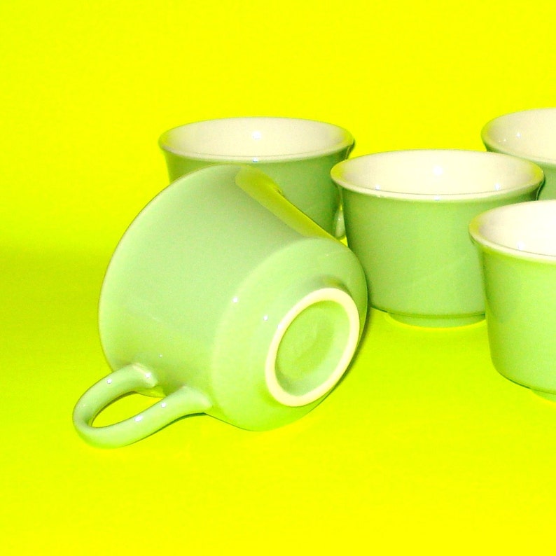 Vintage Green Coffee Cups Set of 6 Etsy