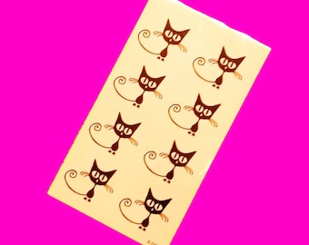 Black Cat Cute Kitten Sly Kitty Green Eyes Witch Friend Halloween Classic Contemporary Mix Sheet Temporary Tattoo